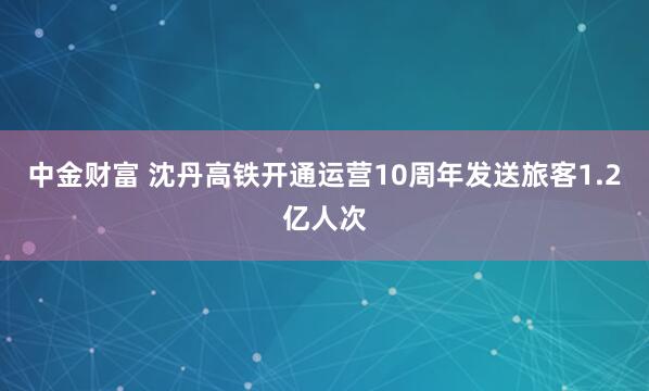 中金财富 沈丹高铁开通运营10周年发送旅客1.2亿人次