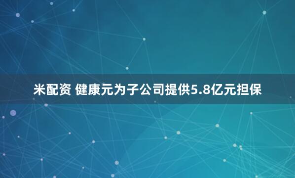 米配资 健康元为子公司提供5.8亿元担保